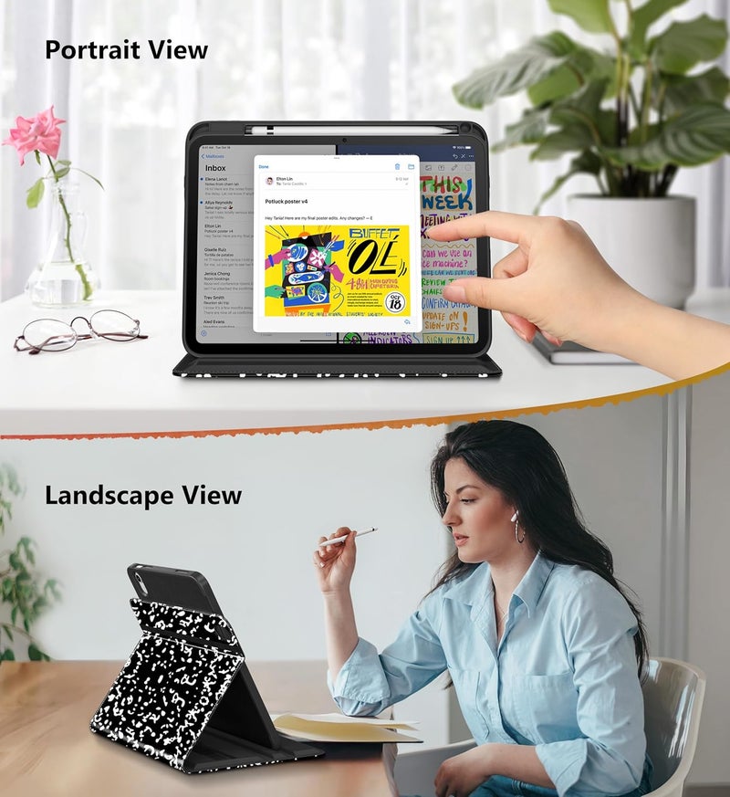 DTTO for iPad A16 Case, iPad 11th / 10th Generation Case (2025/2022), 360 Degree Rotating Premium Leather Folio Stand Cover with Pencil Holder, Book - Image 3